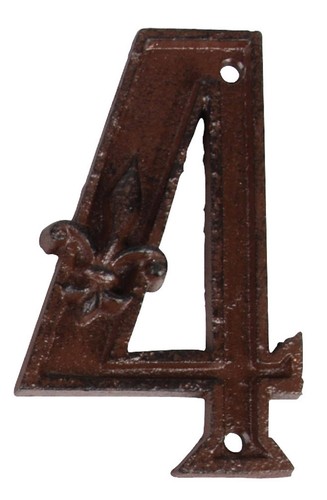 Gusseiserne hausnummer - gusseiserne, "4"