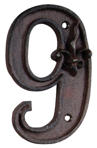Gusseiserne hausnummer - gusseiserne, "9"
