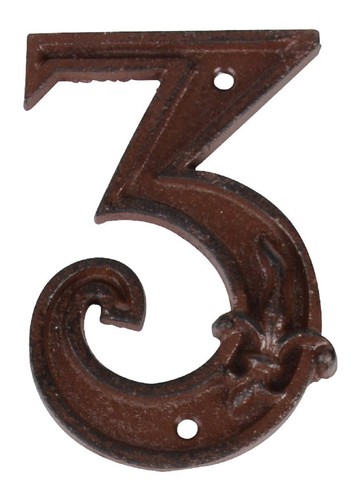 Gusseiserne hausnummer - hausnummer, "3"