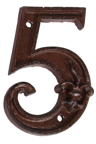 Gusseiserne hausnummer - gusseiserne, "5"